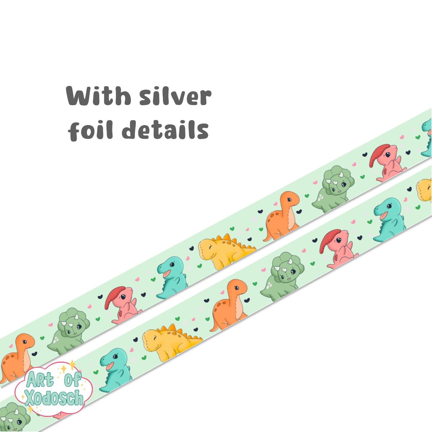 dinosaurs silver foil washi tape