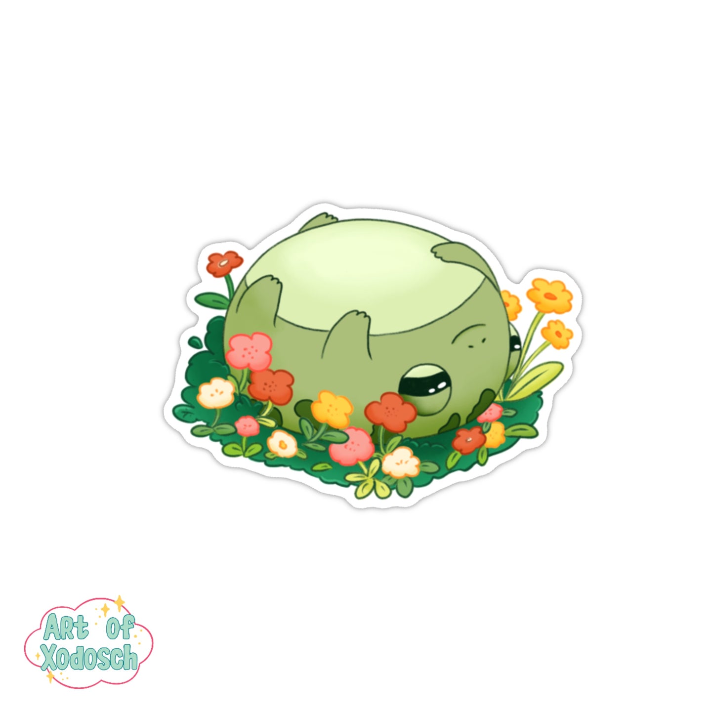 frog flowers sticker