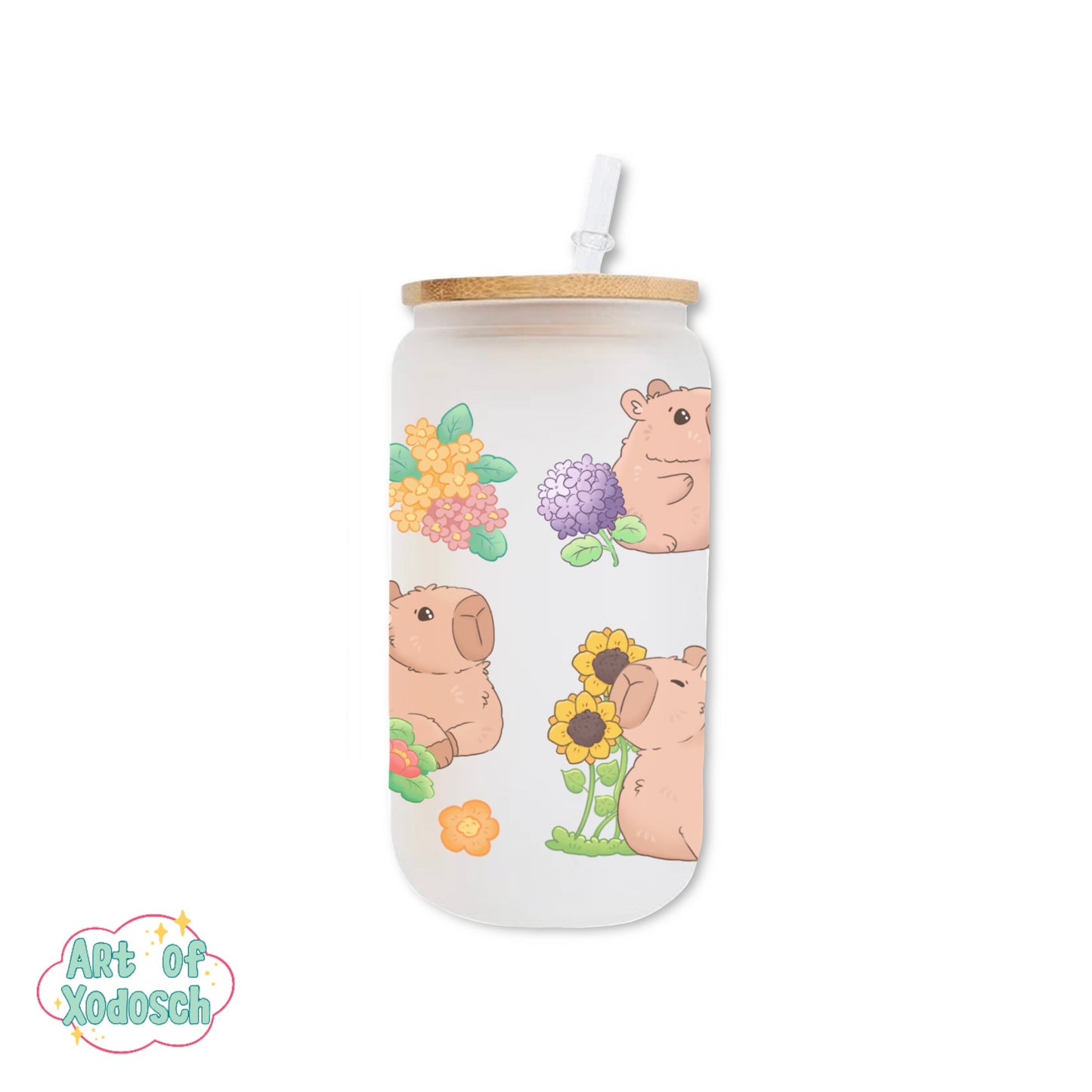 capybara flowers glass tumbler