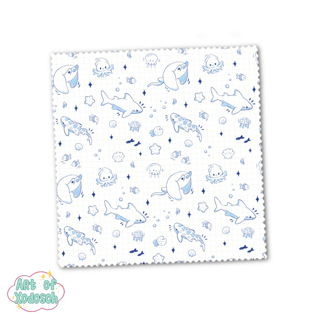 shark doodle - microfiber cloth