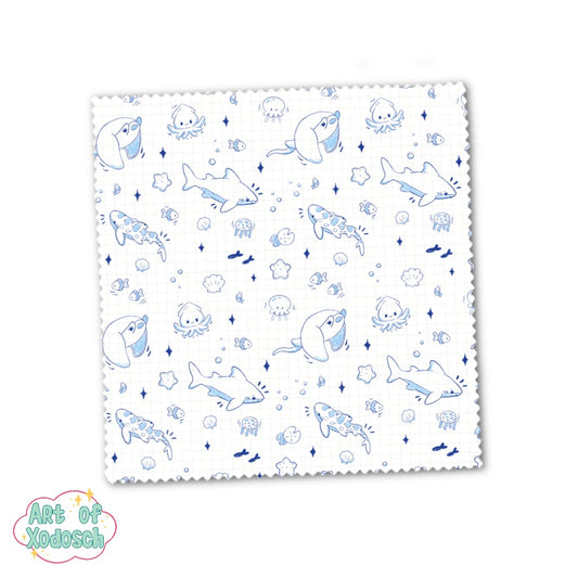 shark doodle - microfiber cloth