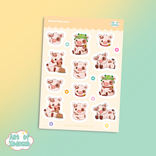biscuit the cow sticker sheet