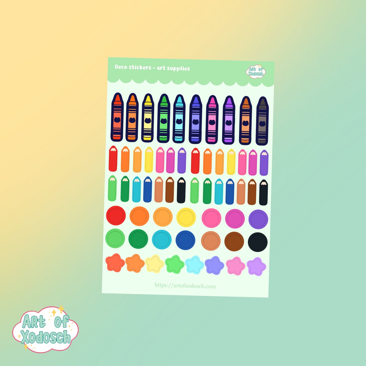 art supplies kawaii deco sticker sheet
