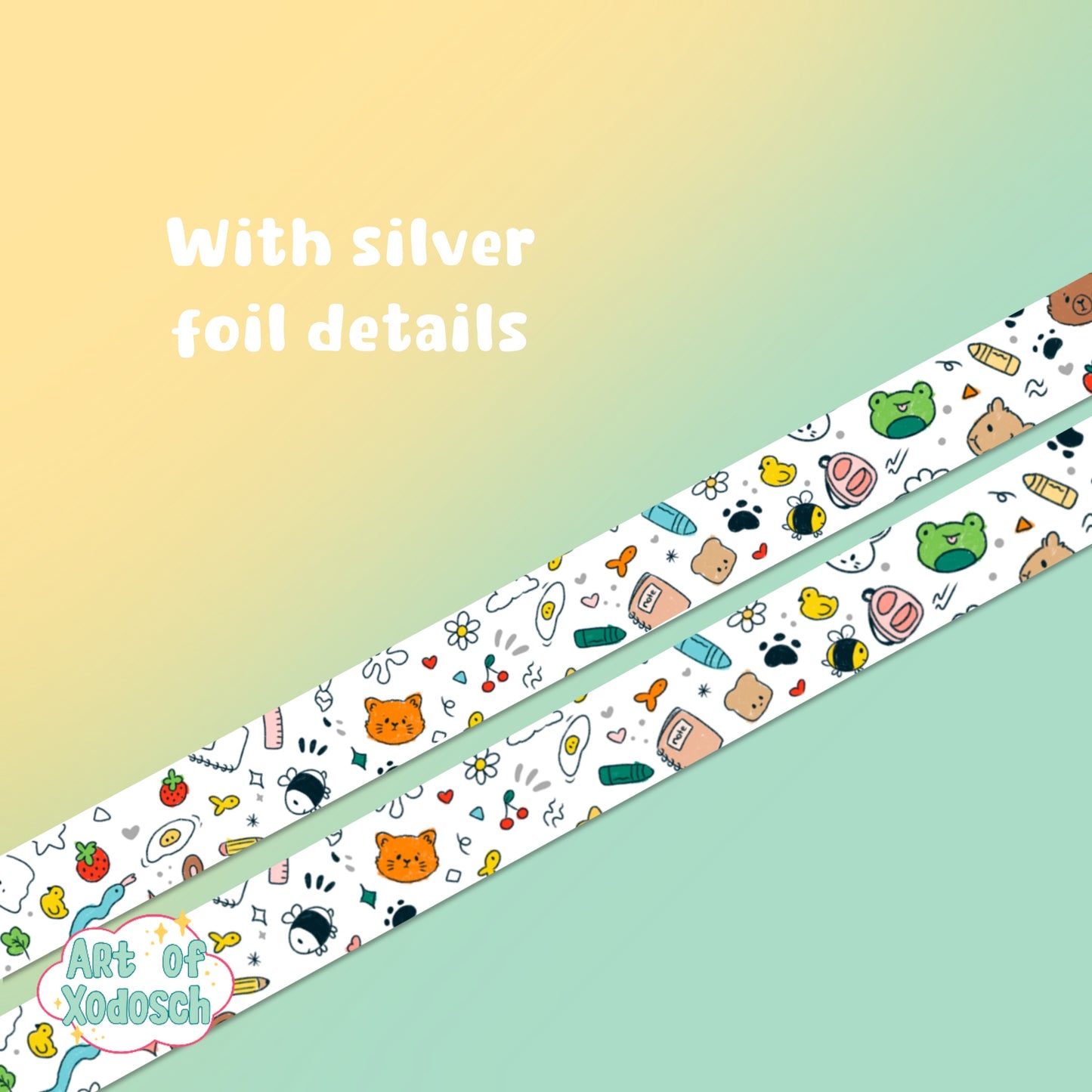 doodle silver foil washi tape