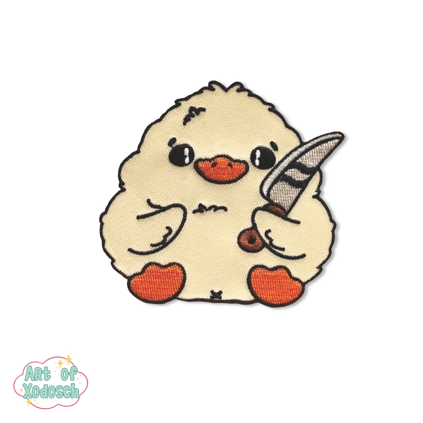 ducky with knife  iron-on patch
