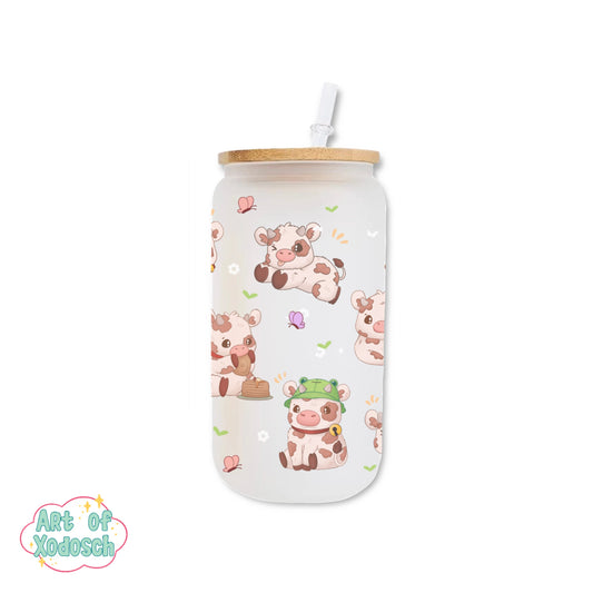 cute cow glass tumbler