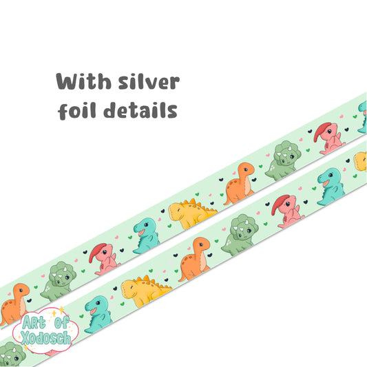 dinosaurs silver foil washi tape