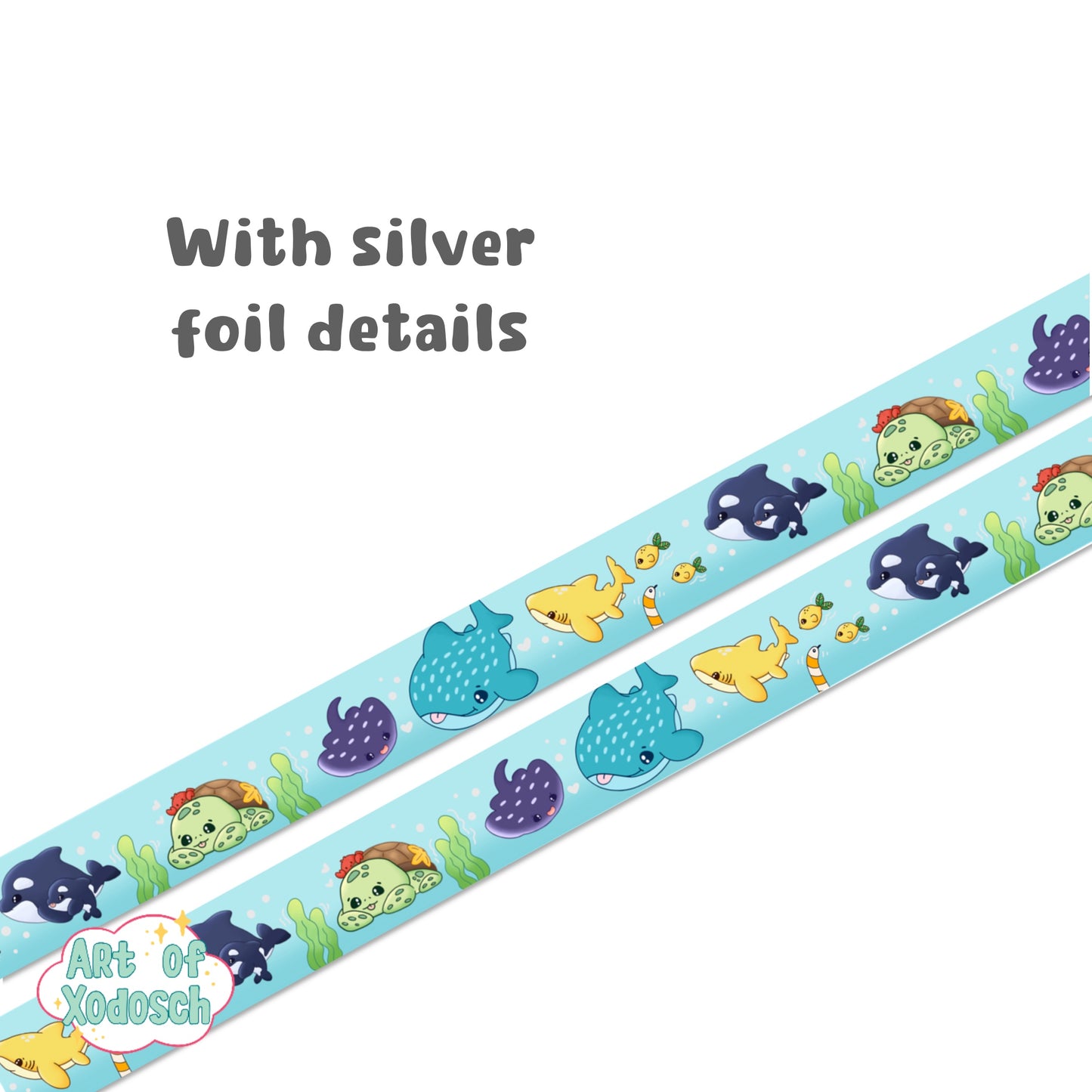 sea animals silver foil washi tape