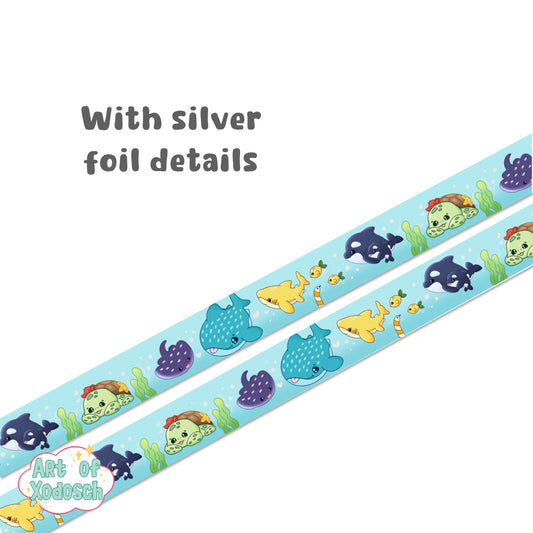 sea animals silver foil washi tape