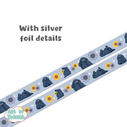 crows silver foil washi tape