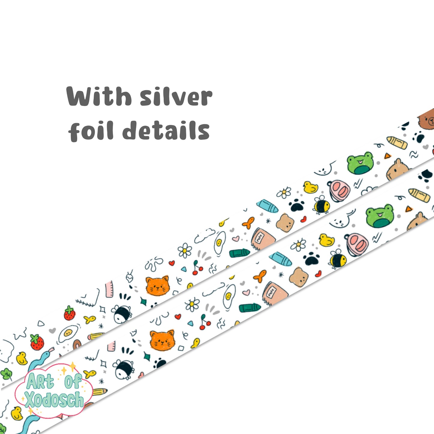 doodle silver foil washi tape