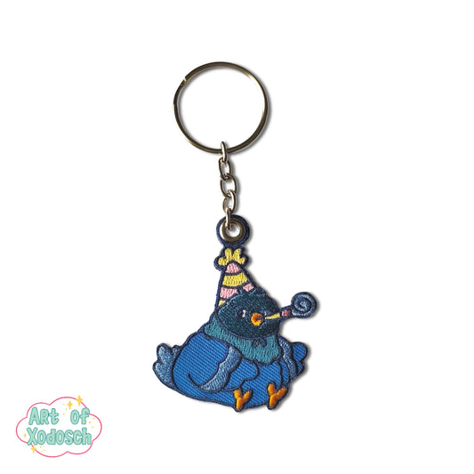 party pigeon embroidery keychain