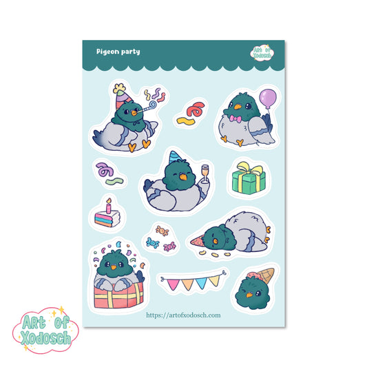 pigeon party sticker sheet