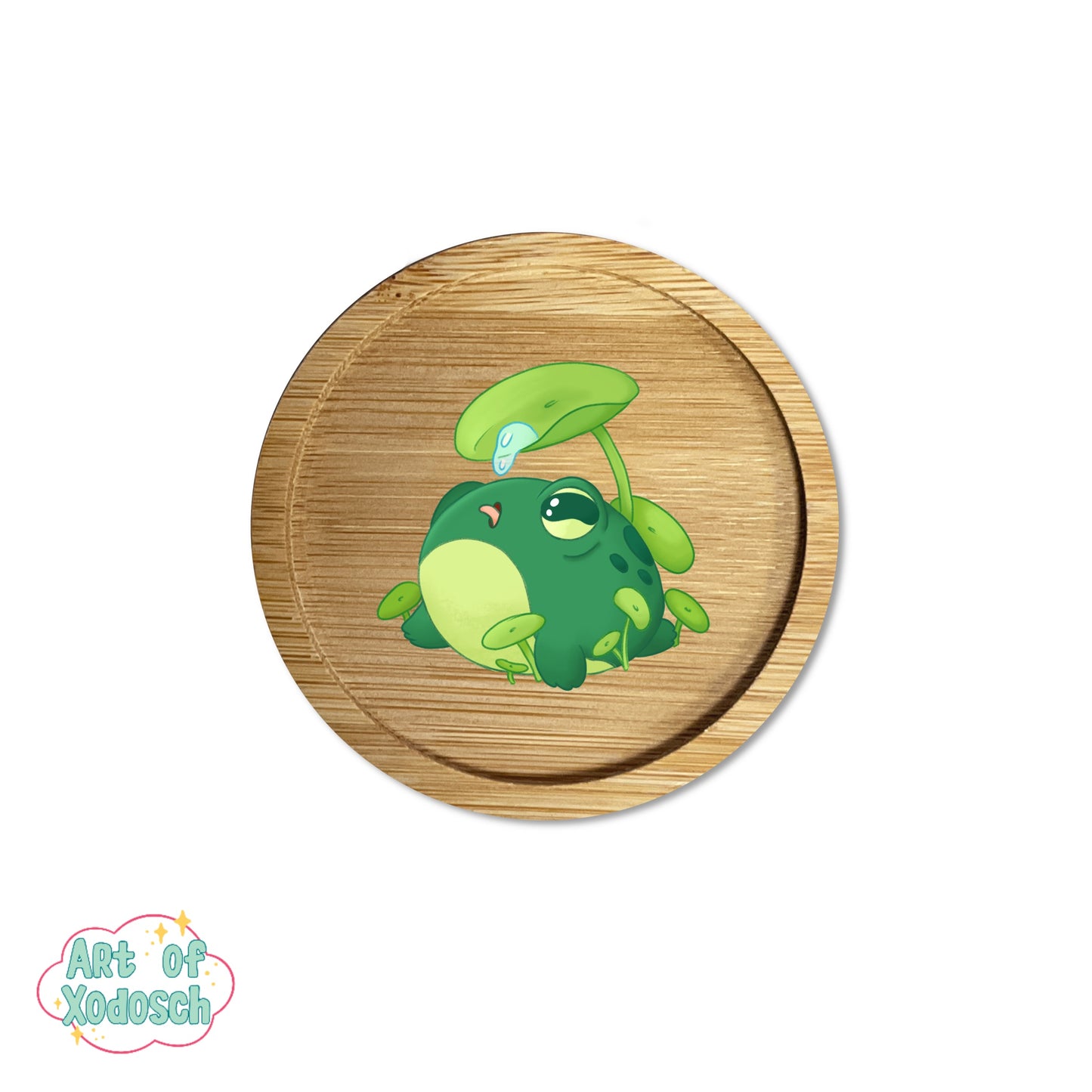 frog lilypad wooden coaster