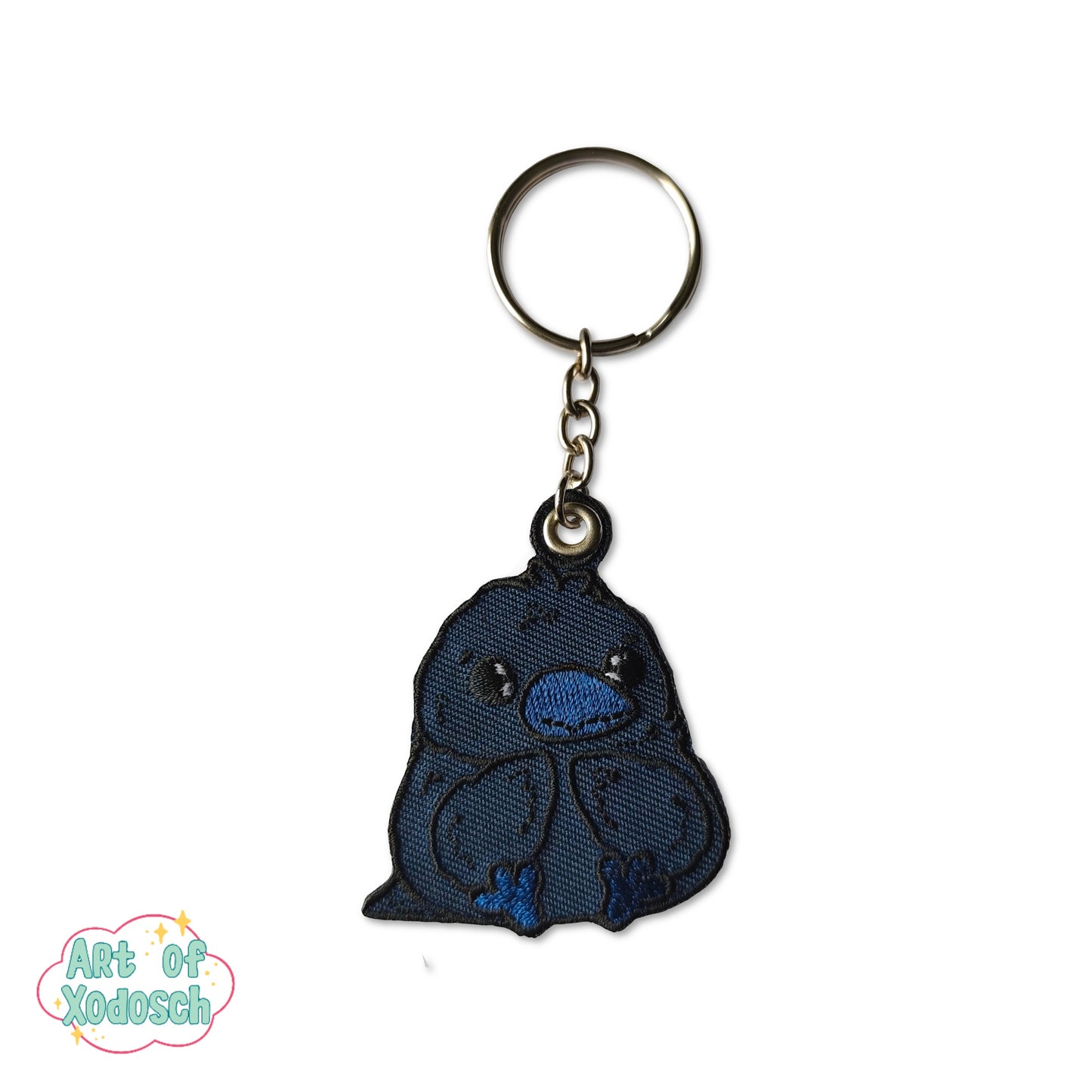 crow embroidery keychain