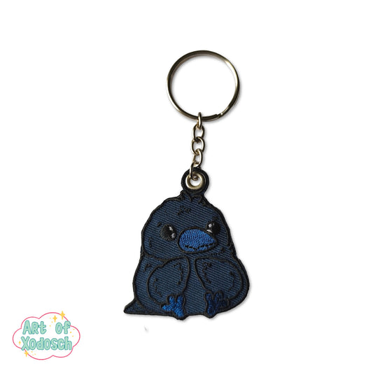 crow embroidery keychain