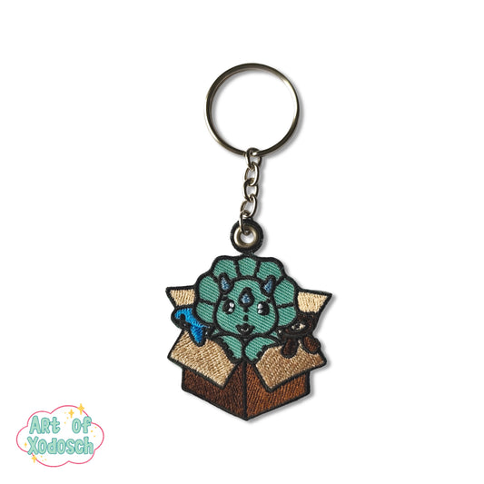 freddy the dino embroidery keychain