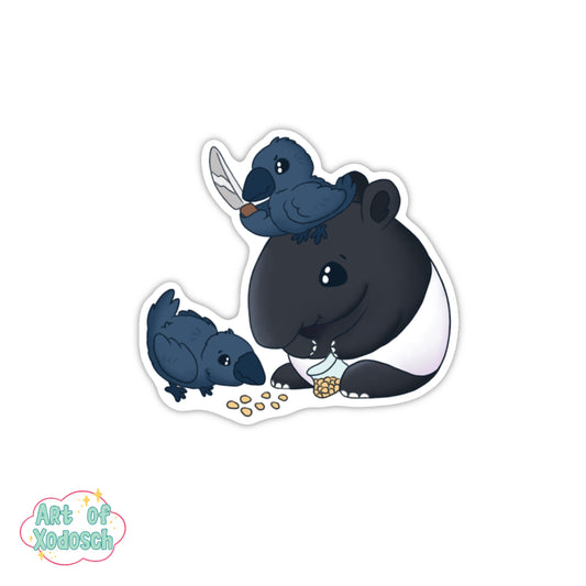 tapir and crows sticker