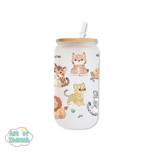 big cats glass tumbler
