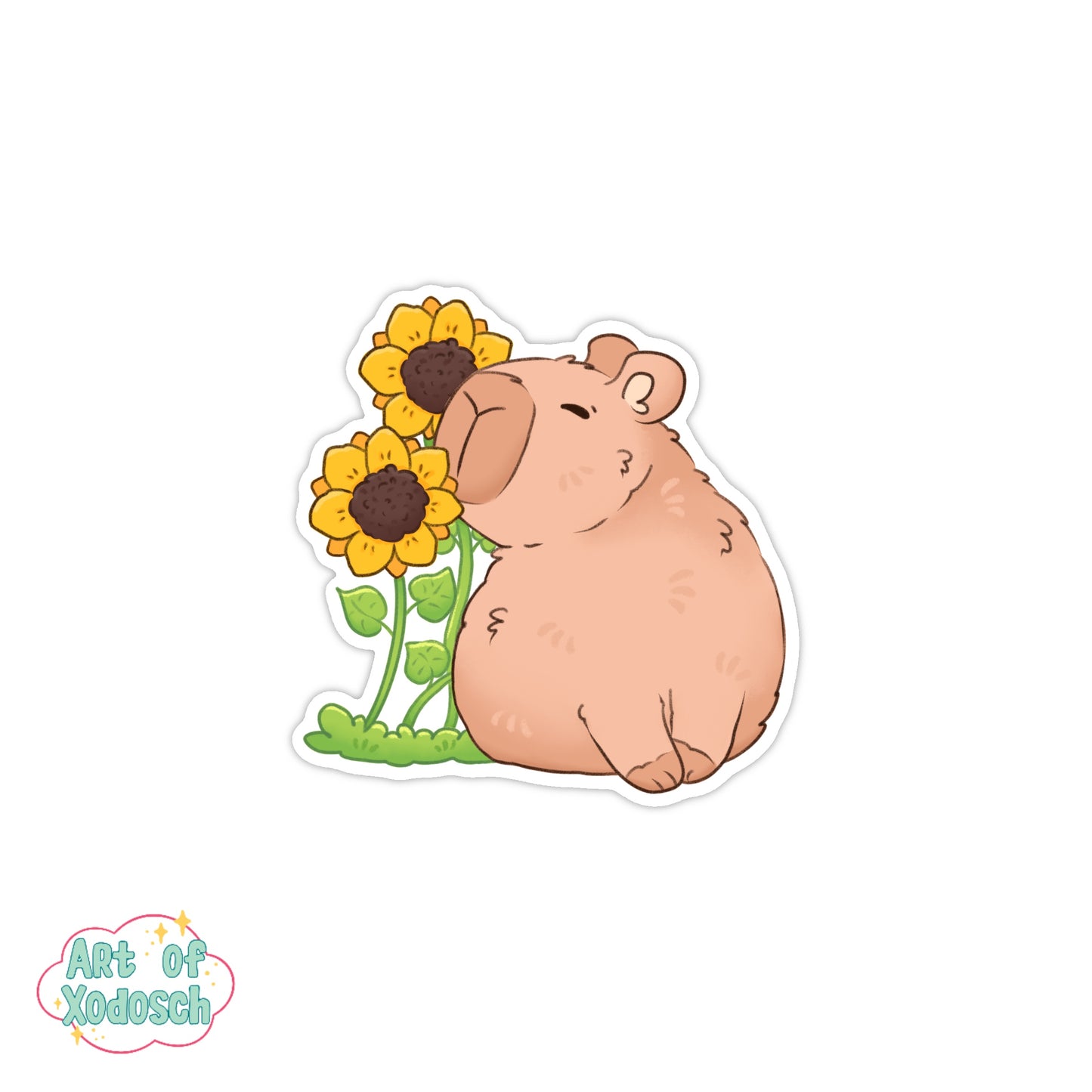 capybara sunflower sticker