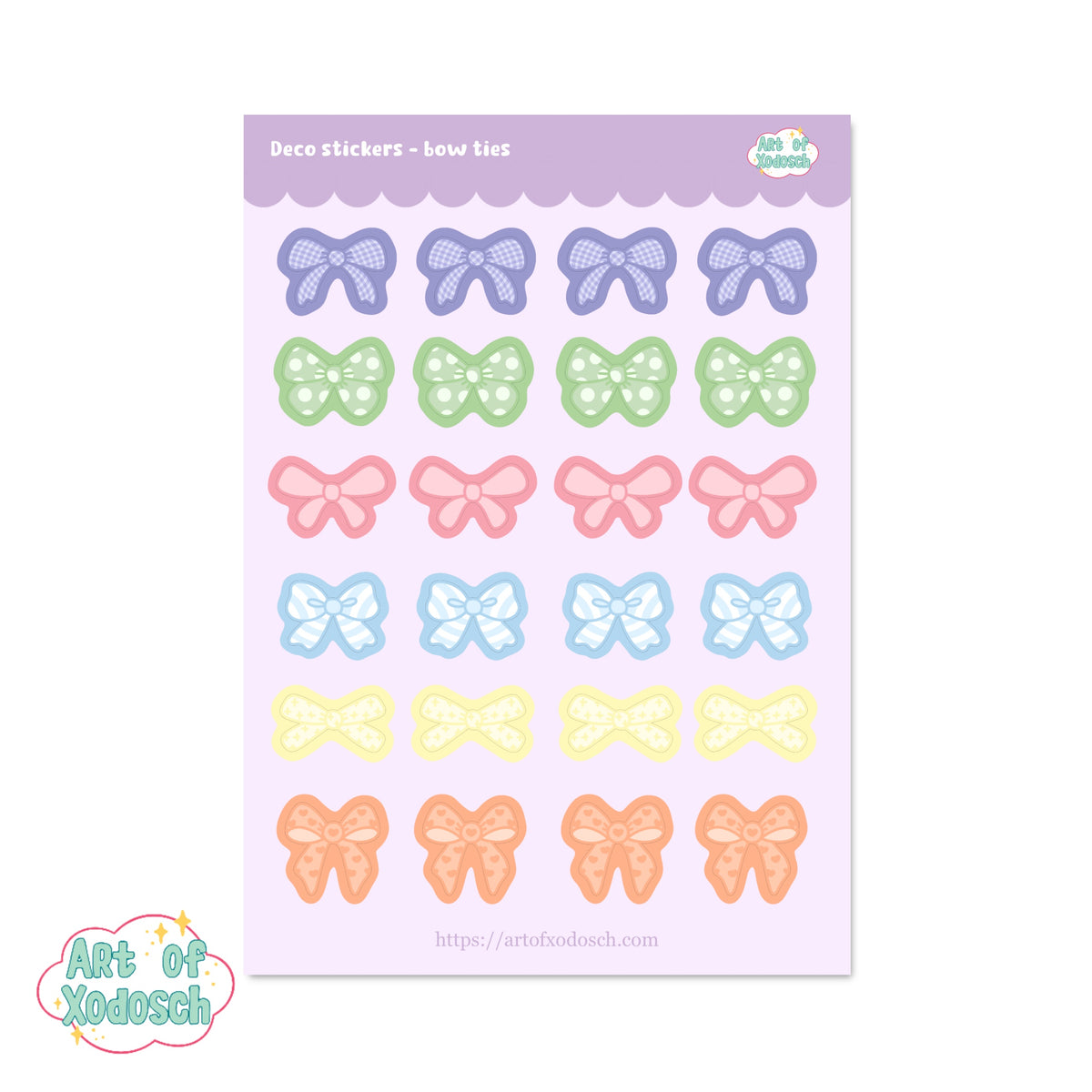 bow ties kawaii deco sticker sheet