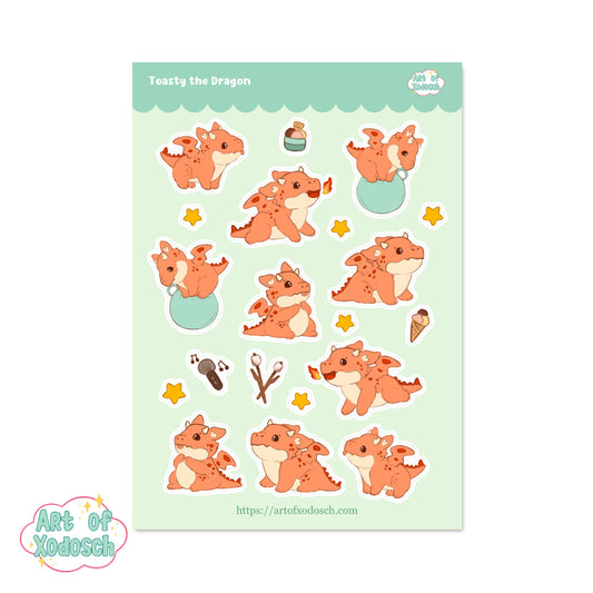toasty the dragon sticker sheet