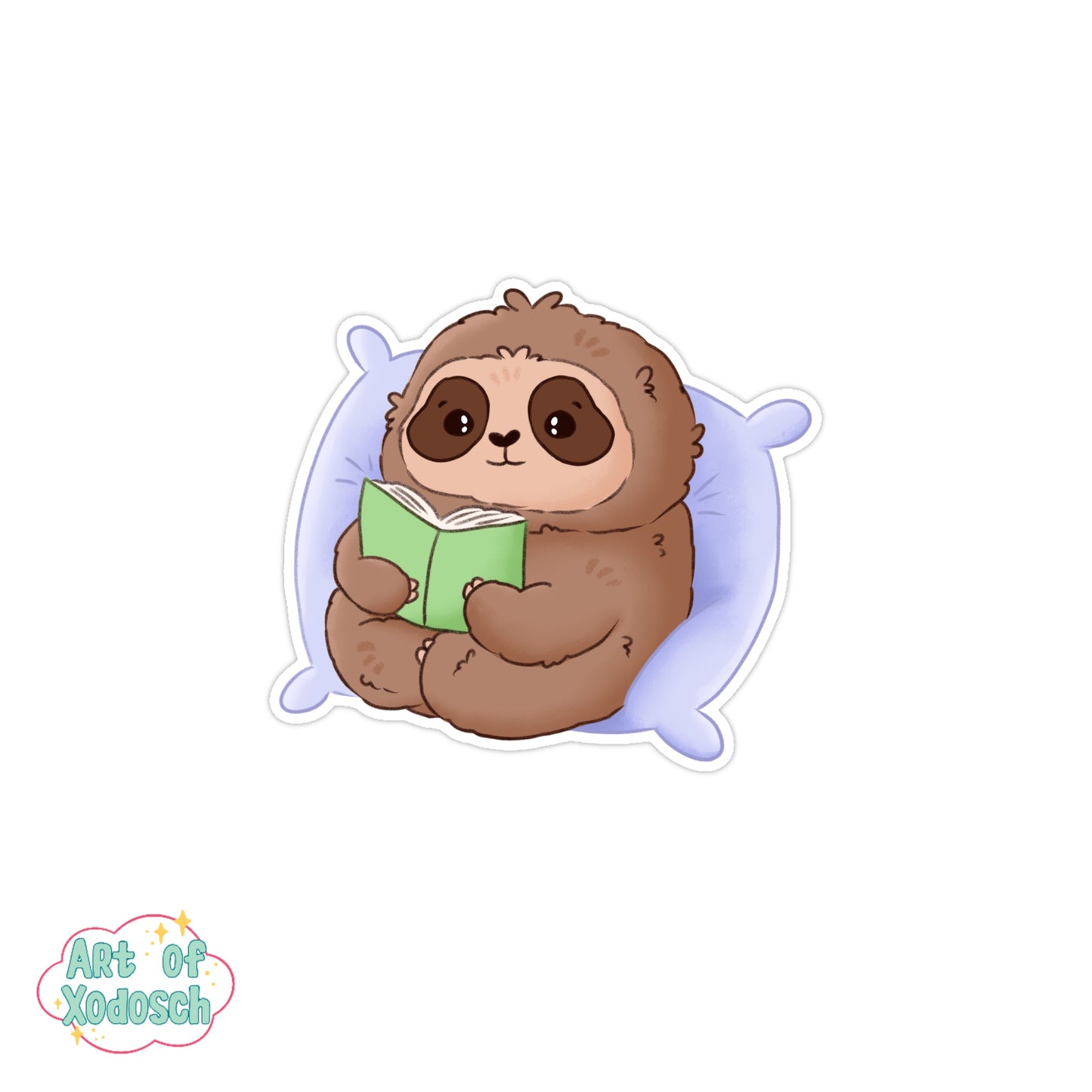 sloth book reading sticker