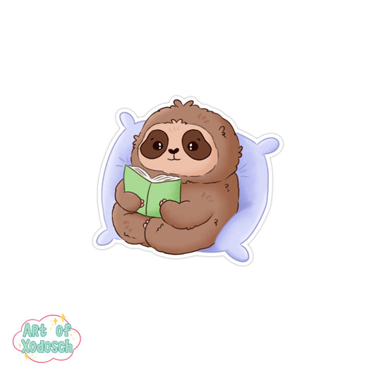sloth book reading sticker