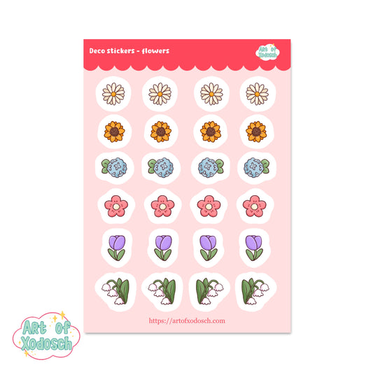flowers kawaii deco sticker sheet