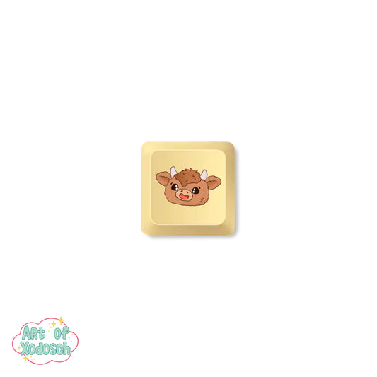 highland cow yellow key cap