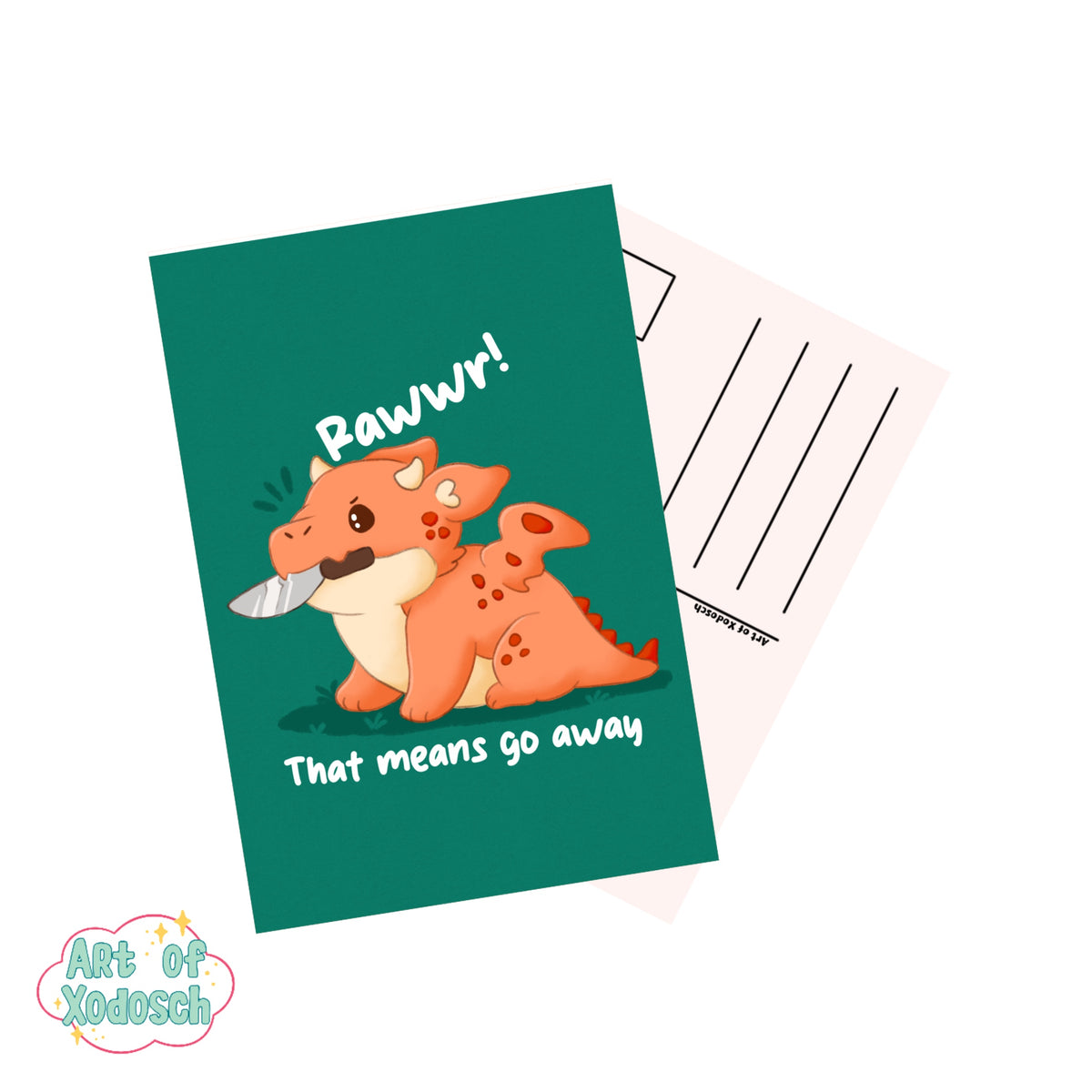 toasty the dragon rawwr postcard