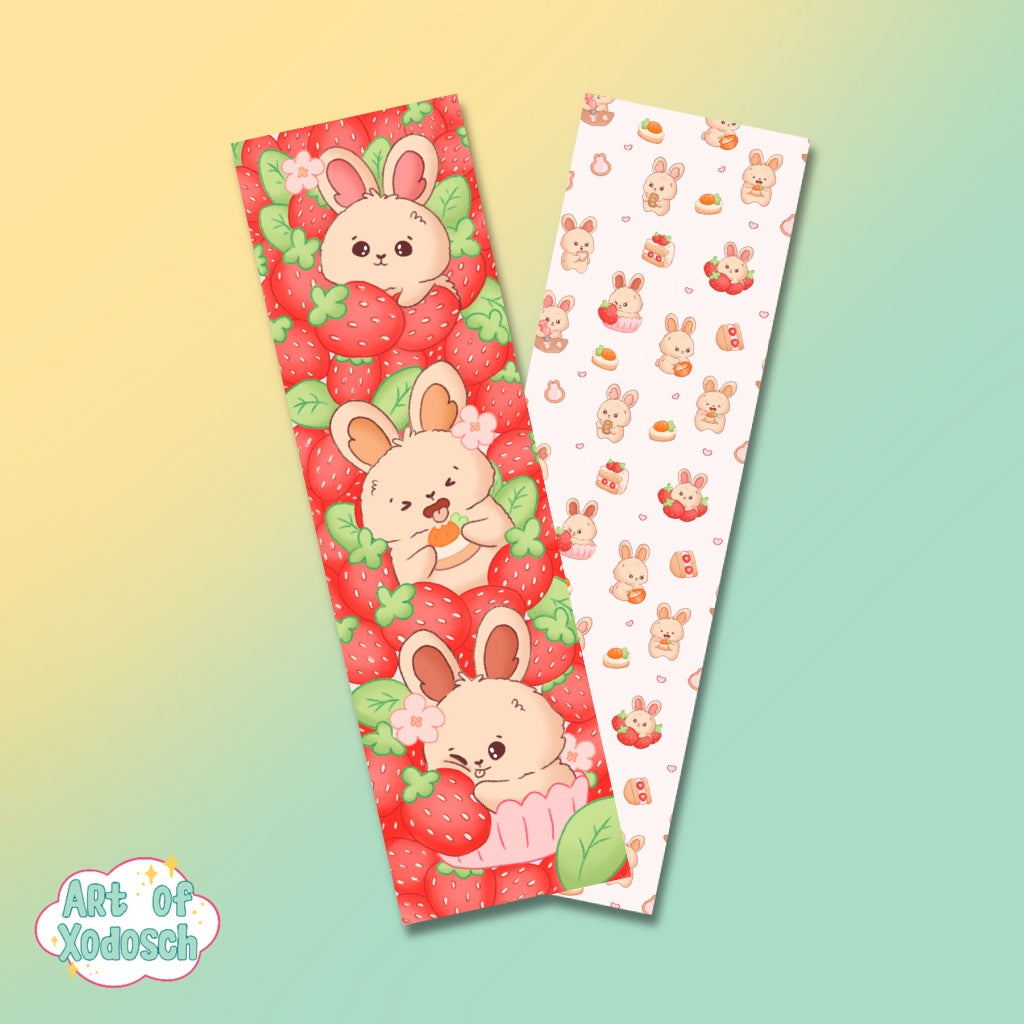 bunny strawberry bookmark