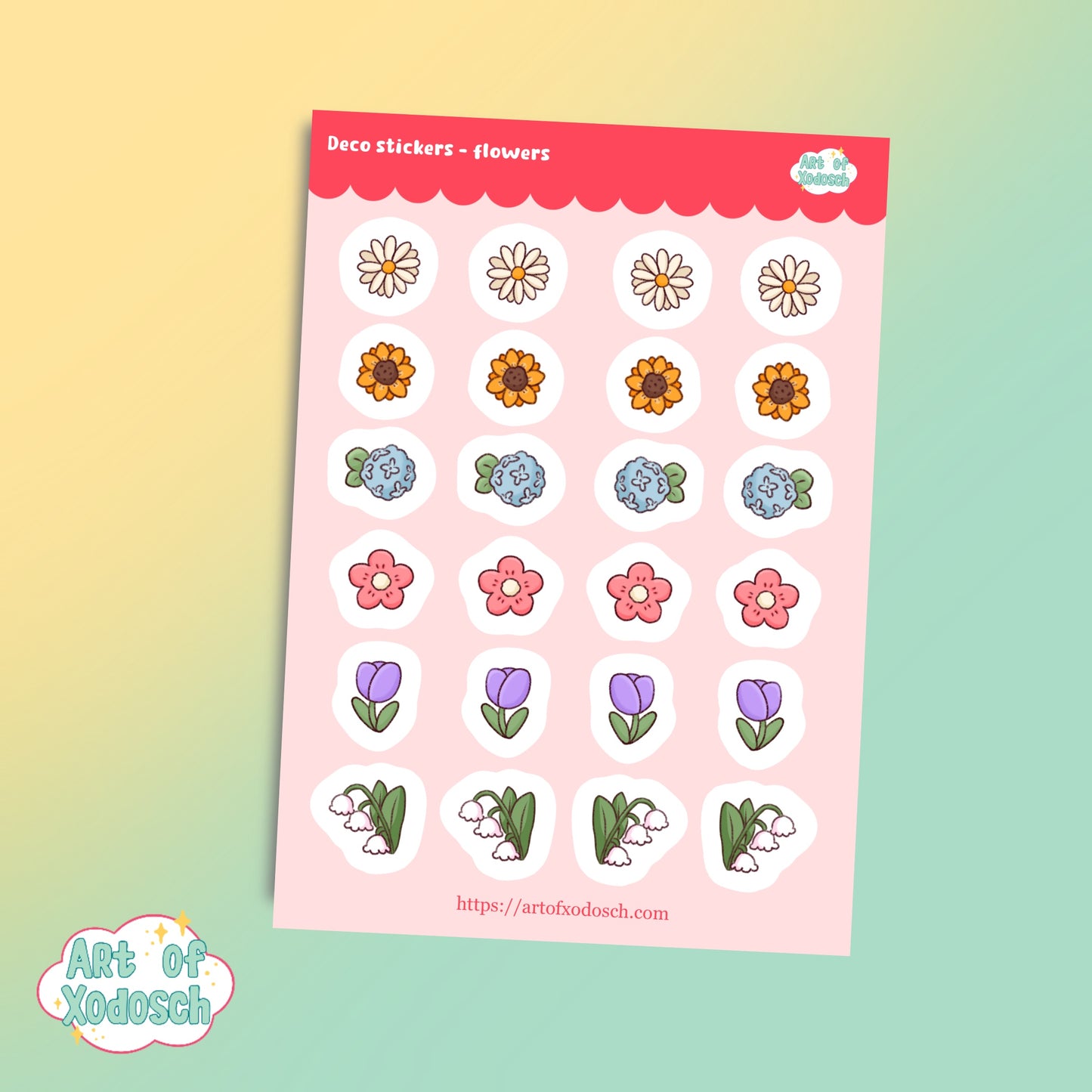 flowers kawaii deco sticker sheet