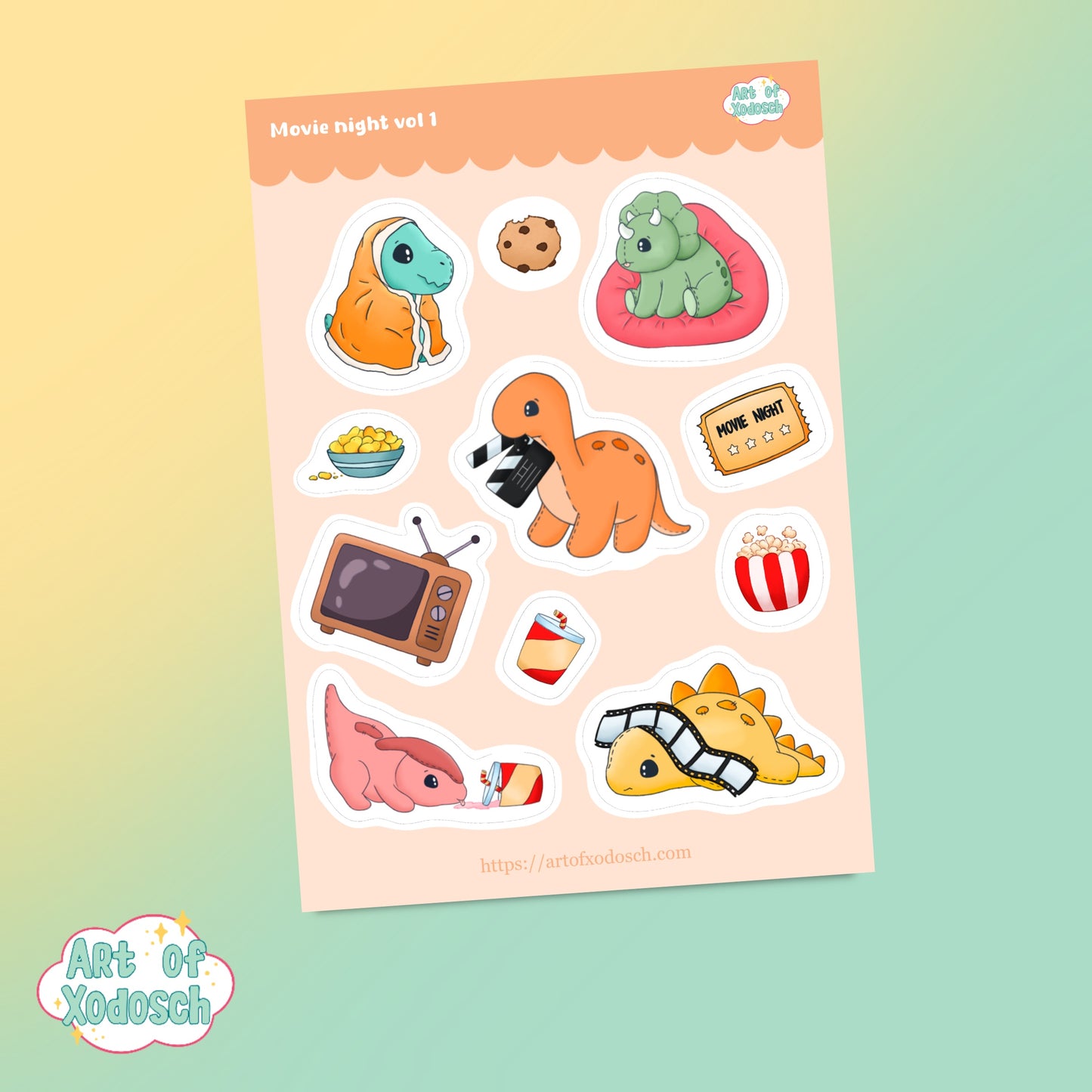 dino movie night 1 sticker sheet